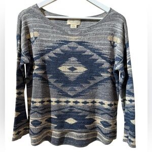 DENIM & SUPPLY RALPH LAUREN Aztec Knit Sweater Southwestern‎ Blue Tan Size S